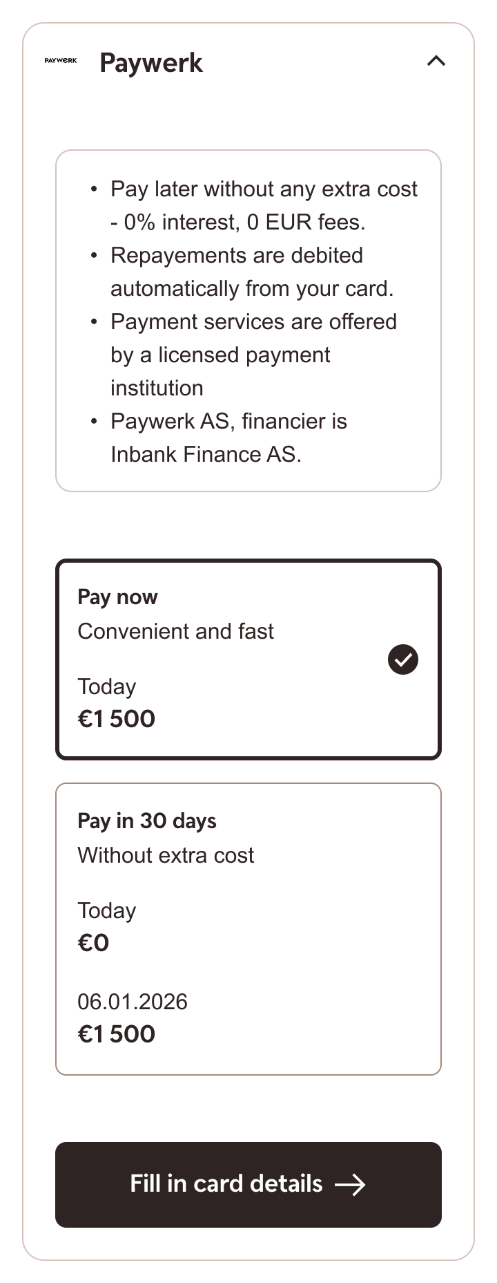 Complex payment options