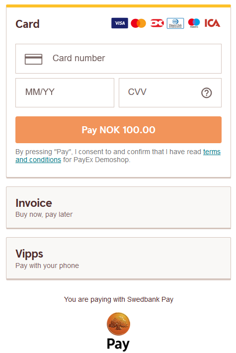 Payment Menu v2 with guest payer and card payment opened