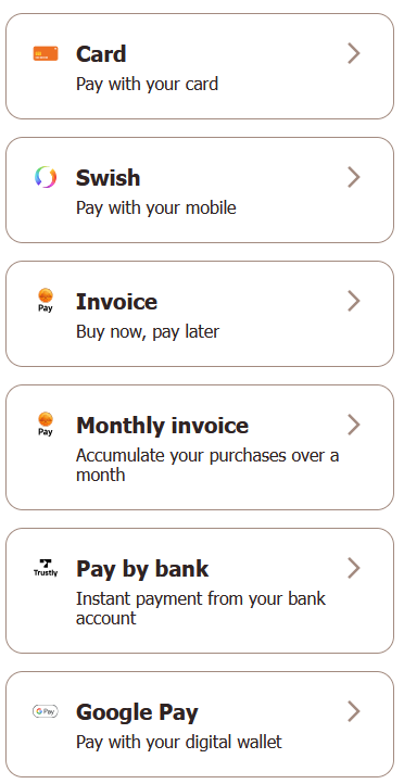 Payment method selection