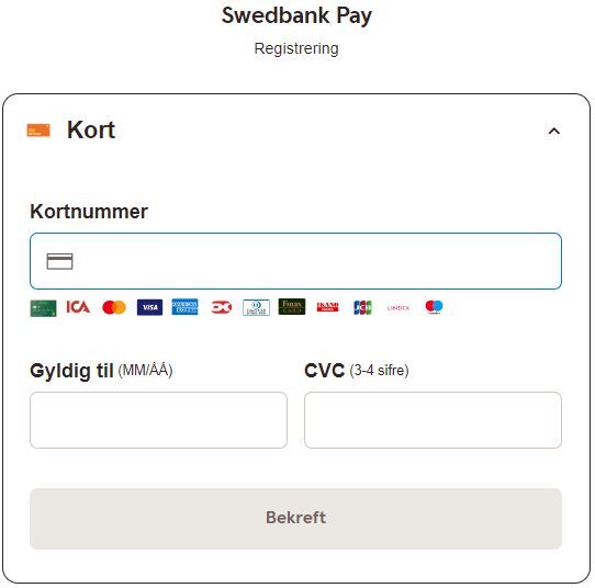 screenshot of the swedish card verification page